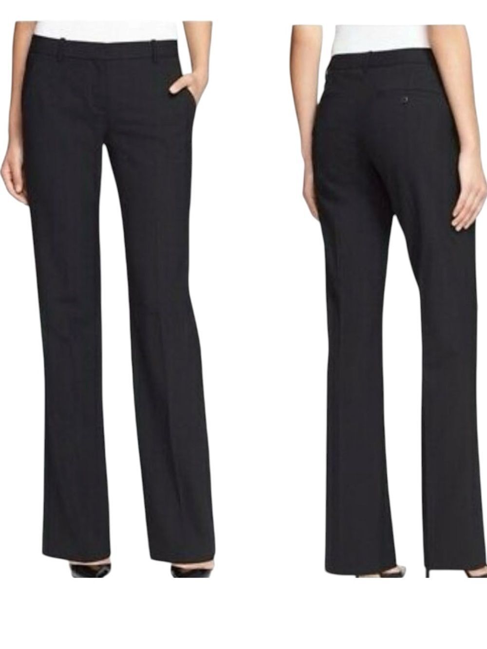 Theory Emery Sevona Black Virgin Wool Bootcut Dress Career Stretch Pants 10